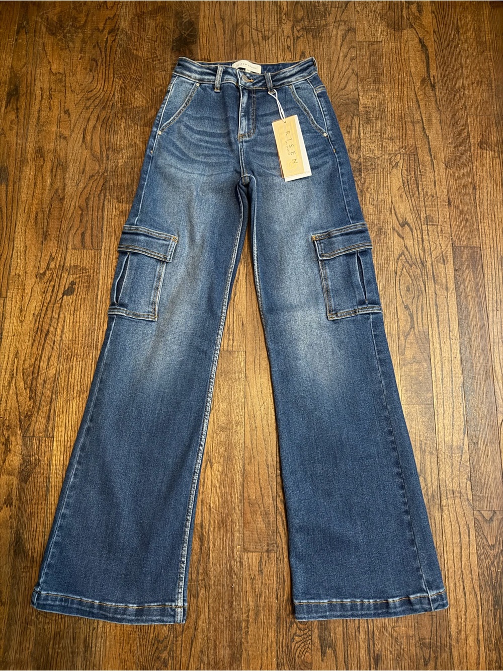 Risen High-Rise Wide-Leg Cargo Jeans 0/24 NWT